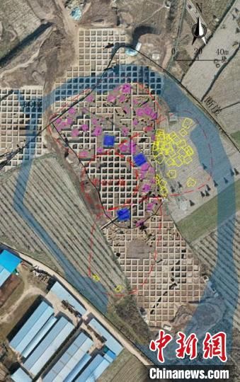 圖為位于甘肅省天水市張家川回族自治縣境內(nèi)的圪垯川遺址史家類型時期大型環(huán)壕聚落布局。(資料圖) 甘肅省文物局供圖