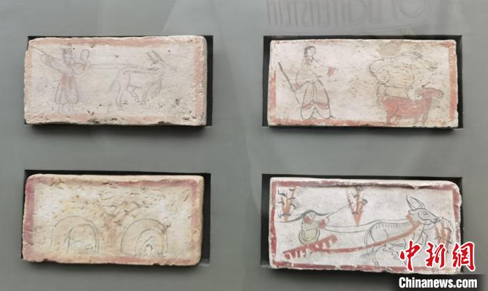 圖為嘉峪關(guān)長城博物館館藏文物魏晉墓彩繪畫像磚中豐富多彩的古代農(nóng)牧業(yè)生產(chǎn)活動。(資料圖) 丁思 攝