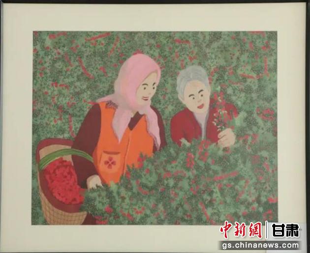 靖遠(yuǎn)縣枸杞種植業(yè)帶動(dòng)10多萬(wàn)農(nóng)民脫貧致富。刺繡 王明風(fēng) 繡稿 胡靜