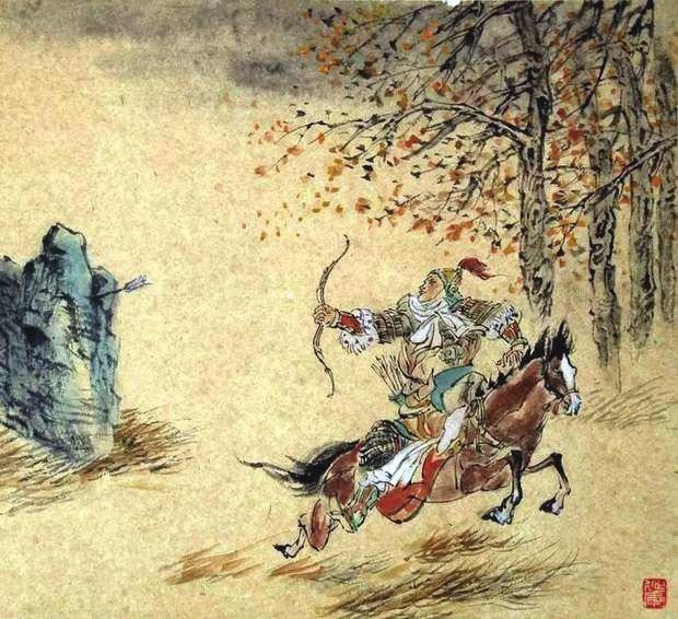 “林暗草驚風(fēng)，將軍夜引弓?！碑?huà)作