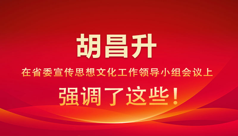 圖解|胡昌升在省委宣傳思想文化工作領(lǐng)導(dǎo)小組會議上強調(diào)了這些！